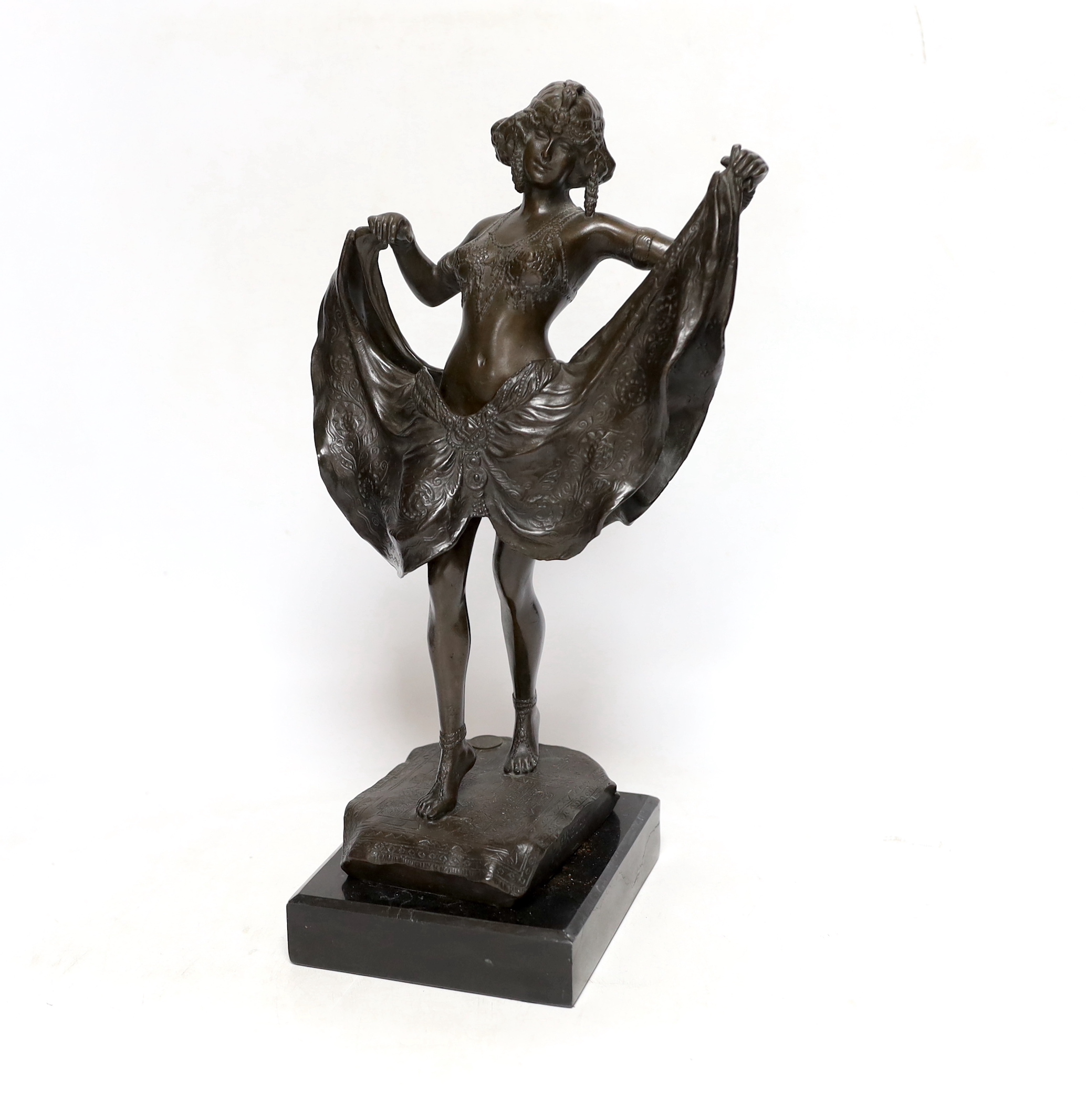 After Preiss, bronze of a girl dancer, 36cm high